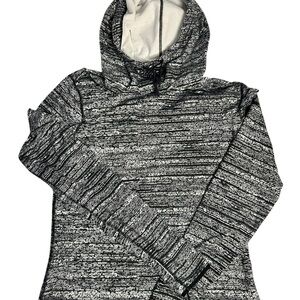 Nike Pro Dri Fit Women's Black and white Hooded fleece lined thumb hole EUC L